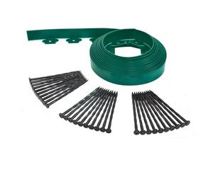 Oxeo Bordurette de Jardin Flexible 10M - Hauteur 5 CM + 30 piquets Verte - Bordure de Gazon Pelouse - Utilisation Facile
