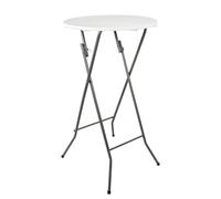 Oxeo Table Mange Debout Pliable diamètre 60cm Hauteur 110cm - Table Haute Pliante de Bar - Plateau résine Structure Acier laquée - Blanc
