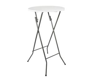 Oxeo Table Mange Debout Pliable diamètre 60cm Hauteur 110cm - Table Haute Pliante de Bar - Plateau résine Structure Acier laquée - Blanc