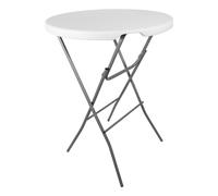 Oxeo Table Mange Debout Pliable - Diamètre 80cm H110cm - Table Haute Pliante de Bar - Plateau résine Structure Acier - 75 - Blanc