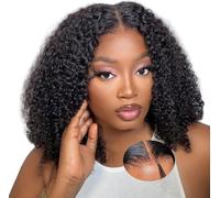 Oxeyegirl 16 Pouces 9x6 Kinky Curly Perruque Femme Naturelle Brésilien Perruque Cheveux Humain Afro Bouclée Sans Colle 180% Densité Deep Wave Glueless Wear and Go Wig Human Hair Pre Plucked Pre Cut