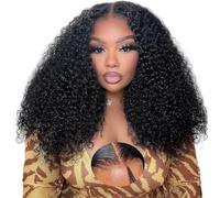 Oxeyegirl 26 Pouces 9x6 Kinky Curly Perruque Femme Naturelle Brésilien 180% Densité Perruque Cheveux Humain Afro Bouclée Sans Colle Deep Wave Glueless Wear and Go Wig Human Hair Pre Plucked Pre Cut