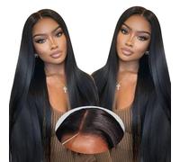 Oxeyegirl 32 Pouces 9x6 Straight 200% Densité Perruque Femme Naturelle Brésilien Perruque Naturel Humaine Sans Colle Cheveux Humain Glueless Wear and Go Wig Human Hair Pre Plucked Pre Cut(81cm)