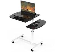 OXFENSEE Table de lit à roulettes.，Bureau debout mobile，Bureau Informatique sur roulettes avec Con supporto separato per il mouse, Porte-gobelet(60x40x61.5-96.5cm,Noir)