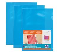 Oxford Pochettes plastiques coins A4 Haute résistance 15/100e Finition lisse Bleu Lot de 10