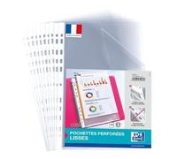 Oxford Pochettes plastiques A4 perforées – lot de 100 – polypro lisses incolore
