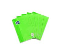 Oxford 100050340 Lot de 5 bloc-notes lignés Qualité Optic Paper 50 feuilles 90 g/m² Vert clair A4