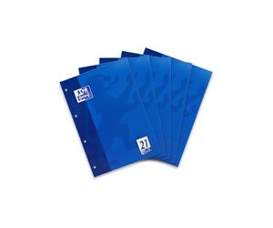 Oxford 100050343 Lot de 5 bloc-notes Qualité Optic Paper Lignes simples Réglure 21 50 feuilles 90 g/m² Bleu foncé A4