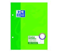 Oxford 100100750 Copies Doubles Perforées 17x22 Grands Carreaux Seyès 200 pages 90 g Blanc