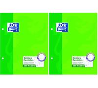 Oxford 100100750 Copies Doubles Perforées 17x22 Grands Carreaux Seyès 200 pages 90 g Blanc (Lot de 2)