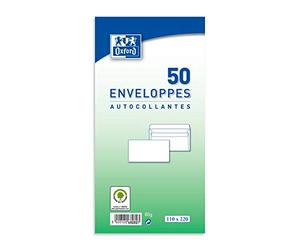 Oxford 100101215 Enveloppe auto-adhésive 110x220 x50 Blanc