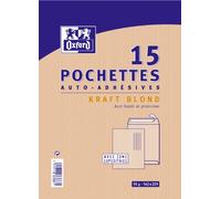 Oxford 100105175 Enveloppe auto-adhésive 162x229 90Gx15 Kraft blond