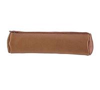 Oxford 100203490 Trousse Scolaire Ronde à Fermeture Eclair Cuir Teinté Caramel Marron, 22 x 6 cm