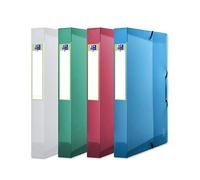 OXFORD 2nd Life Lot de 4 Boîtes de Classement 24x32cm Dos de 40mm Couleurs Assorties Translucides