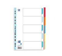 Oxford 400034589 Strong-Line Lot de 5 intercalaires en carton pour format A4 Blanc 1-5 pièces A4 avec film plastique renforcé Rouge Orange Bleu Jaune Vert