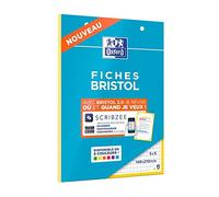 Oxford 400100550 Fiches Bristol, Cadre Jaune, 14,8 x 21 cm