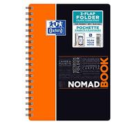 Oxford 400100861 Nomadbook Cahier spirale étudiant 17,6 x 25 cm chemise intégrée 160 pages petits carreaux 5x5 polypro Couleurs Aléatoires