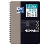 Oxford 400100862 Nomadbook Cahier spirale étudiant 17,6 x 25 cm chemise intégrée 160 pages ligné 7 mm polypro Couleurs Aléatoires