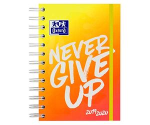 Oxford 400123415 Agenda scolaire 2019/2020 Never give up Neon 1 jour par page 160 pages avec double spirale SCRIBZEE compatible Orange