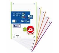 Oxford Feuilles quadrillées A4 de rechange 5x5 – 100+20 feuilles – Bande 5 couleurs VIVOS