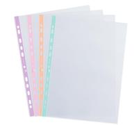 OXFORD 60 Pochettes Plastiques A4 Perforées Lisses, Epaisseur 5/100ème, 4 Couleurs Pastel assortis