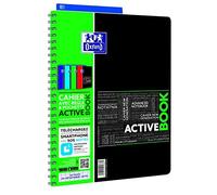 Oxford Cahier à spirales ActiveBook A4+ 160 pages grands carreaux Seyès couverture polypro