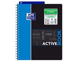 Oxford ActiveBook Cahier à Spirales Format A4Plus 160 Pages Réglure Lignée 7 mm Couverture Polypro Couleur Aléatoire, 240 x 297