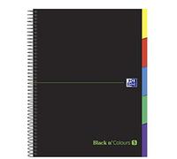 Oxford Black N'Colours, Cahier A4+ quadrillage 5 x 5, couverture rigide, 100 feuilles, lot de 5 EuropeanBook Multiasignature