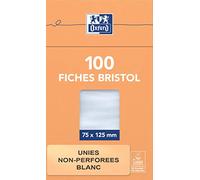 OXFORD Bloc de 100 Fiches Bristol 7,5x12,5cm Uni Blanches Etui Cartonné