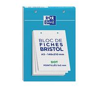 Oxford - Bloc de 30 fiches bristol A5 148x210 perforées DOT pointillés 5 mm blanc