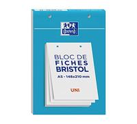 Oxford - Bloc de fiches Bristol A5 148 x 210 mm perforées - 30 feuilles - Blanc