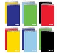 Oxford Bloc-notes à spirale, reliure à spirale, 7,6 x 12,7 cm, ligné pour collège 6 couleurs primaires assorties, 75 feuilles, lot de 12 (25092)