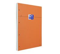 Oxford Bloc notes orange A4 21 x 29,7 cm - 80g - Perforé 4 trous - Petits carreaux 5x5 - 160 pages
