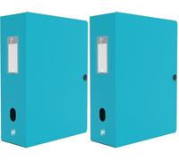 Oxford Boîte Archive Memphis 24 x 32 cm Dos 100 mm avec Bouton Pression Couverture Polypro Coloris Assortis (Lot de 2)
