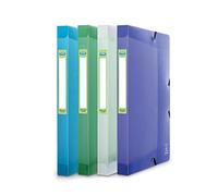 Oxford Boîte Capacité Standard 2Nd Life 24x32cm Dos 25mm avec Elastique Couverture Polypro Coloris Assortis, Assorti : Incolore, Bleu, Vert, Violet, Rose