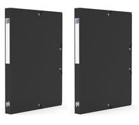OXFORD Boîte Capacité Standard Memphis 24 x 32 cm Dos 25 mm avec Elastique Couverture Polypro Noir (Lot de 2)