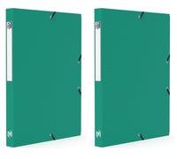 Oxford Boîte Capacité Standard Memphis 24 x 32 cm Dos 25 mm avec Elastique Couverture Polypro Vert (Lot de 2)