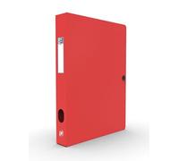 Oxford Boîte Capacité Standard Memphis 24 x 32 cm Dos 40 mm avec Bouton Pression Couverture Polypro Rouge