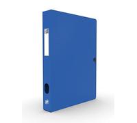 Oxford Boîte Capacité Standard Memphis 24x32cm Dos 40mm avec Bouton Pression Couverture Polypro Bleu