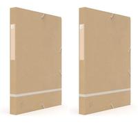 Oxford Boîte Capacité Standard Touareg 24x32cm Dos 25mm avec Elastique Couverture Carte Recy Coloris Kraft & Blanc Givré (Lot de 2)