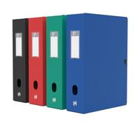 Oxford Boîte Grande Capacité Memphis 24 x 32 cm Dos 80 mm avec Bouton Pression Couverture Polypro Coloris Assortis