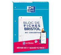 Oxford Bristol 2.0 - Bloc 30 fiches A4 210 x 297mm perforées - blanc quadrillé 5x5
