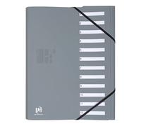 Oxford Business Trieur en polypropylène mat opaque 12 intercalaires A4 Gris