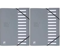 Oxford Business Trieur en polypropylène mat opaque 12 intercalaires A4 Gris (Lot de 2)