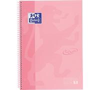 Oxford Cahier à spirale ebook 1 school touch te din A4 + 80 feuilles cadre 5 mm avec marge flamingo pastel