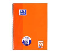 Oxford Cahier à spirales A4 80 feuilles perforées Linéature 27, ligné avec marge à droite et à gauche 1 Stück orange