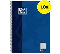 Oxford - Cahier A4 à carreaux avec double marge 80 feuilles Linéature - Quadrillé Marge à gauche Lot de 10 bleu foncé