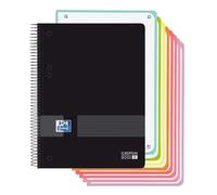 Oxford, Cahier A5 quadrillé 5 x 5, couvercle en plastique, 160 feuilles, 8 boîtes de couleur, carnet microperforé Noir