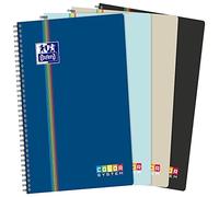 Oxford Cahier COLOR SYSTEM A4+ Grands Carreaux Seyès 180 Pages 5 Couleurs de Cadres Reliure Intégrale Couvertures Aléatoires, 400156832, Noir Bleu Aqua Sable