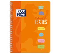 OXFORD Cahier de Textes 17x22cm Grands Carreaux Seyès 148 Pages Reliure Intégrale Couverture Carte Coloris Assortis